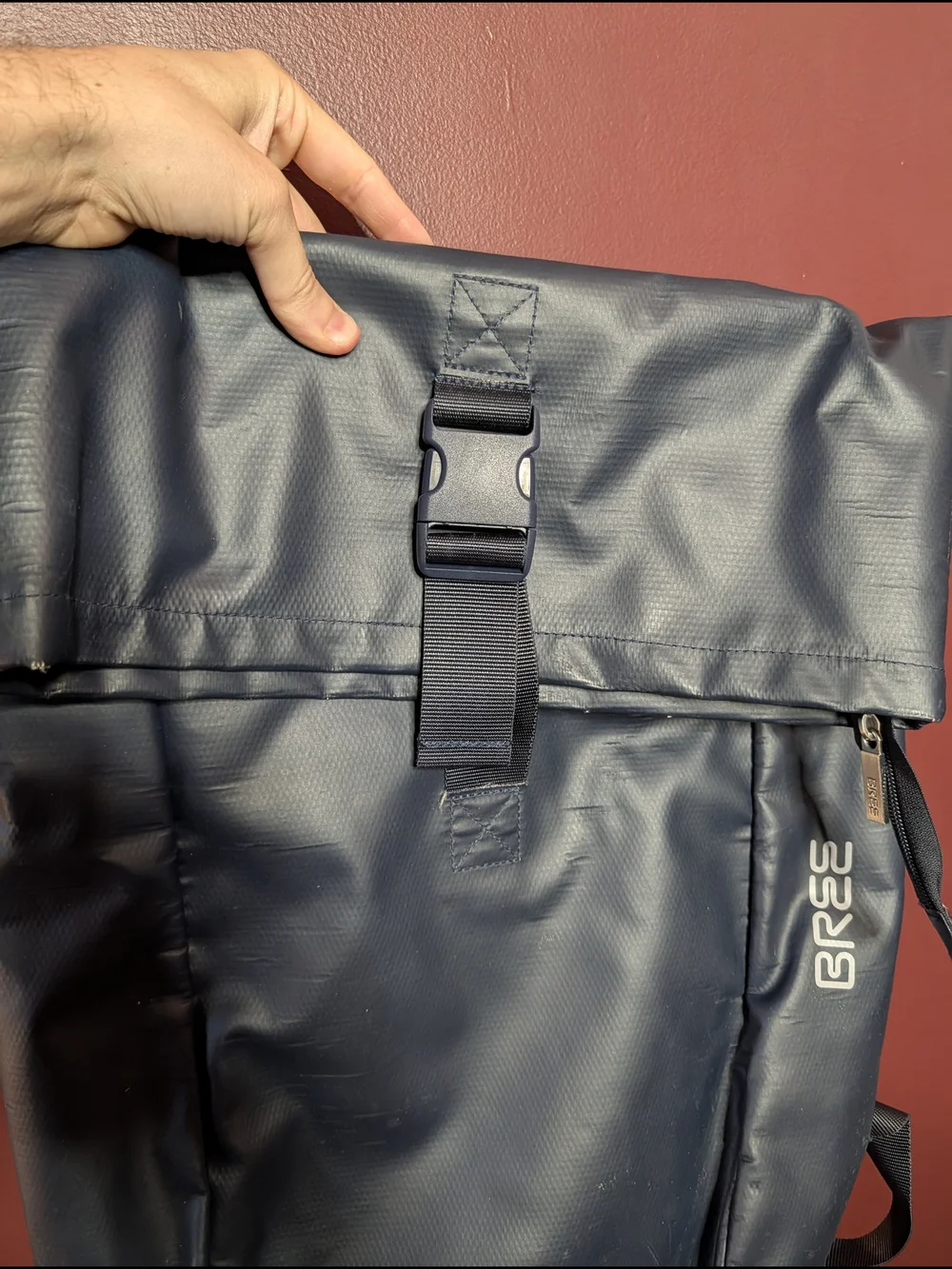 BREE Blue Waterproof XL Roll-Top Snap Backpack Waterproof Urban Commuter Bag